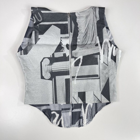 Miaou | NWT Campbell Corset Stretch Canvas Stone Grey 90s Y2K Pop Art L - Picture 9 of 12